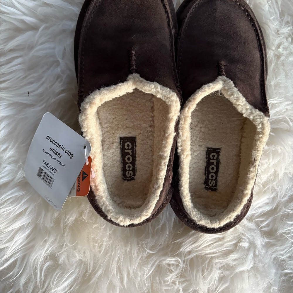 Crocs Brown Suede Slip-On Shoes - Picture 3 of 3